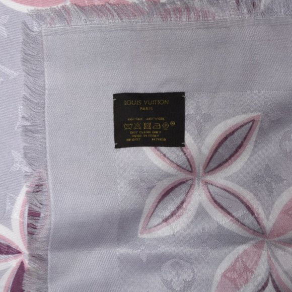 LOUIS VUITTON Silk Wool Flowergram Monogram Shawl Light Pink - Picture 3 of 3
